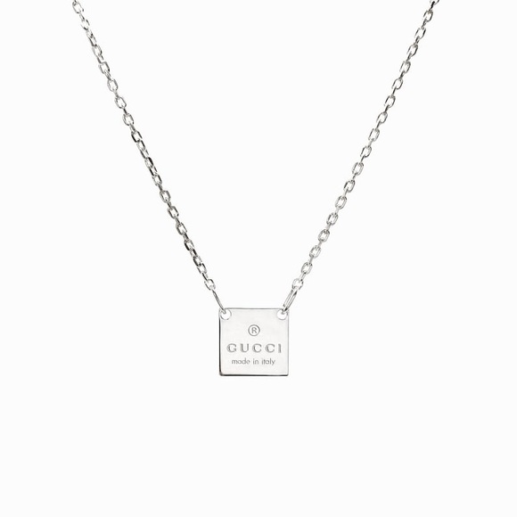 BRAND NEW ✨ GUCCI Sterling Silver Square Logo Necklace - Picture 2 of 10